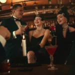 Guests enjoying cocktails at a 1920s speakeasy inside 1923 Prohibition Bar, one of the most unique party rooms for rent in Las Vegas.